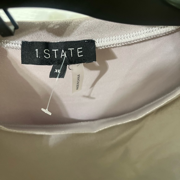 1. State Shimmering Silver Short Sleeve Top - Picture 2 of 7